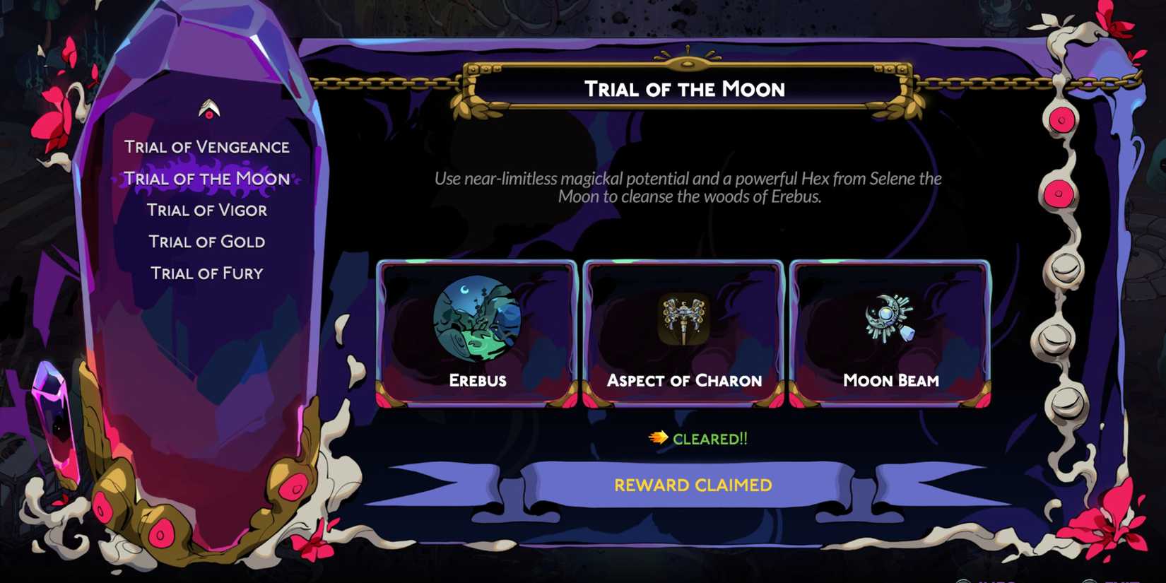 image of the Trial of the Moon description screen