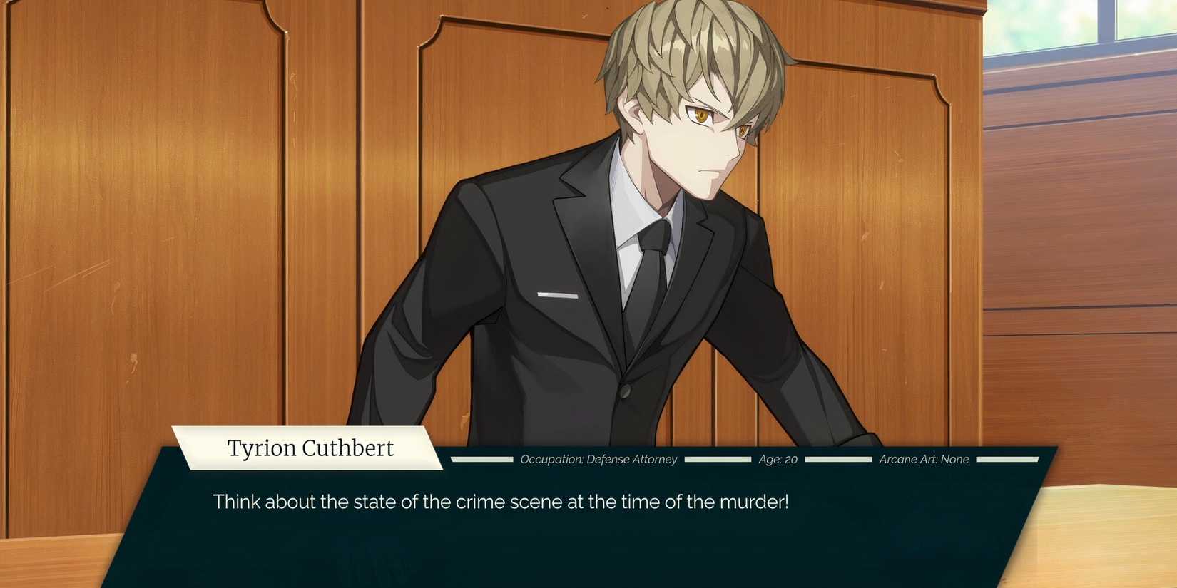 Tyrion from Tyrion Cuthbert Attorney of the Arcane, on the dais in court