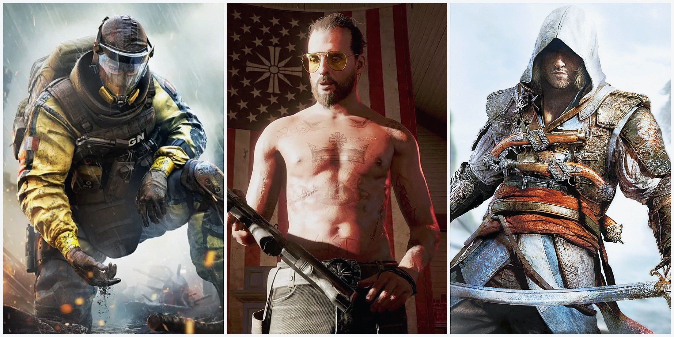 Ubisoft Best-Selling Games Rainbow Six Siege, Far Cry 5, and Assassin's Creed 4: Black Flag