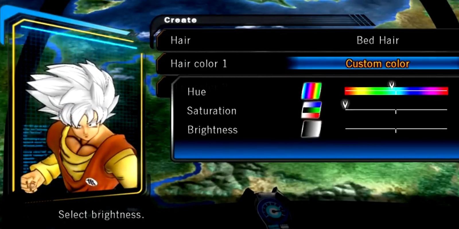 Dragon Ball Z: Ultimate Tenkaichi Character Creator Adjusting Hair And Color