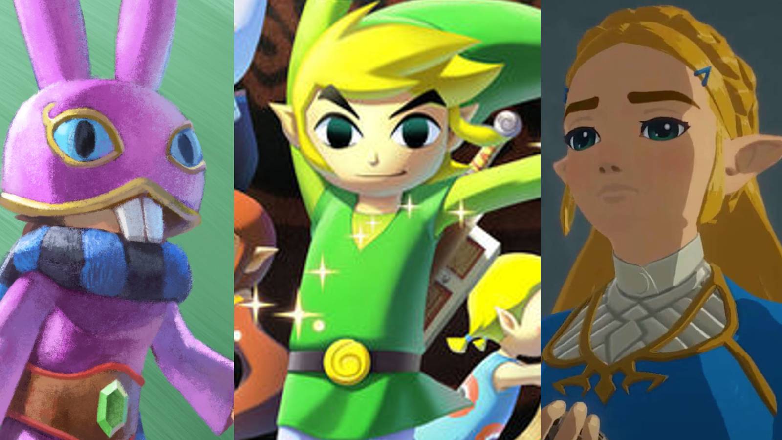 Ravio art from ALBW; Link on the boxart for WWHD; Zelda in Age of Calamity