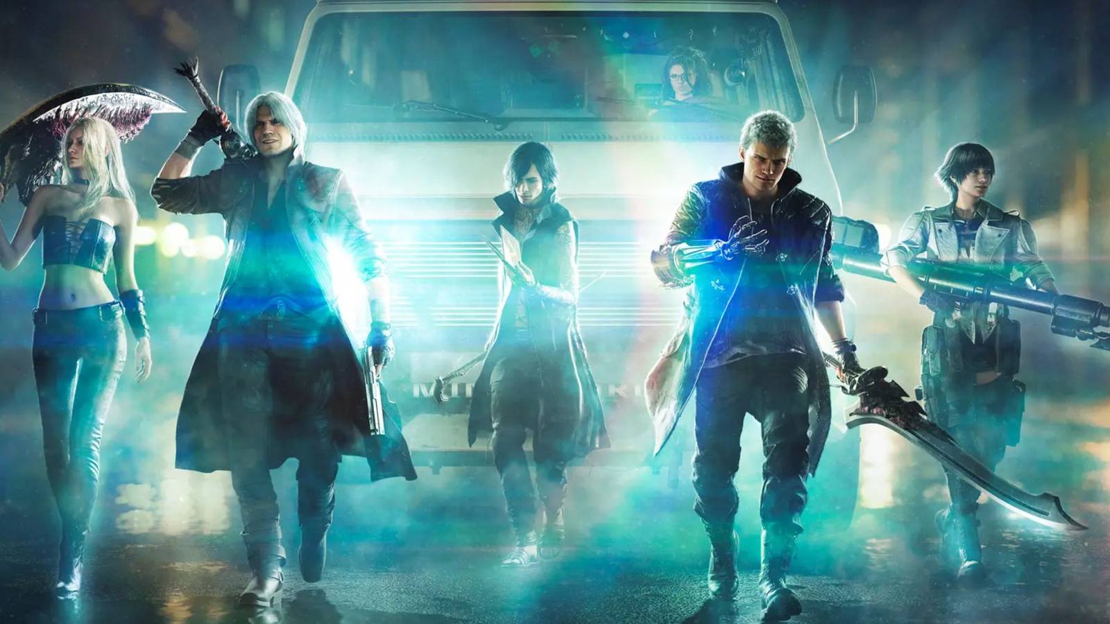 Devil May Cry 5 Dante Nero V Trish Lady Devil May Cry 6 Main Characters Left to right depiction of Devil May Cry 5's rendition of Trish, Dante, V, Nero, and Lady. The supporting cast depicted in DMC5 is likely going to play a larger role in DMC6.