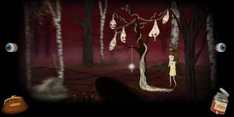 Fran encountering a tree of heads in Fran Bow