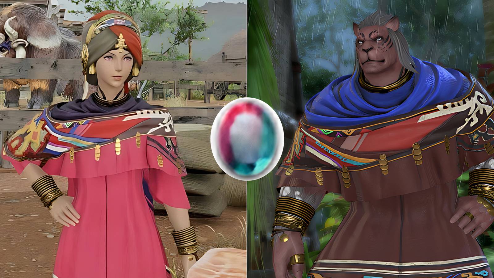 two bicolor gemstones merchants with a gemstone in the center