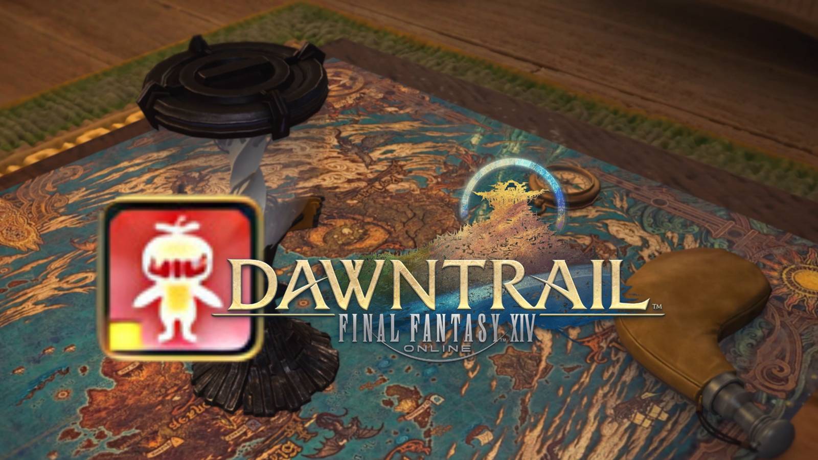 a map under the dawntrail logo and the hunt icon