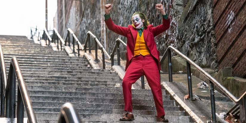Joker dancing on stairs