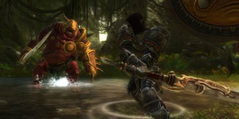 A player about to hit a foe in Kingdoms of Amalur: Reckoning