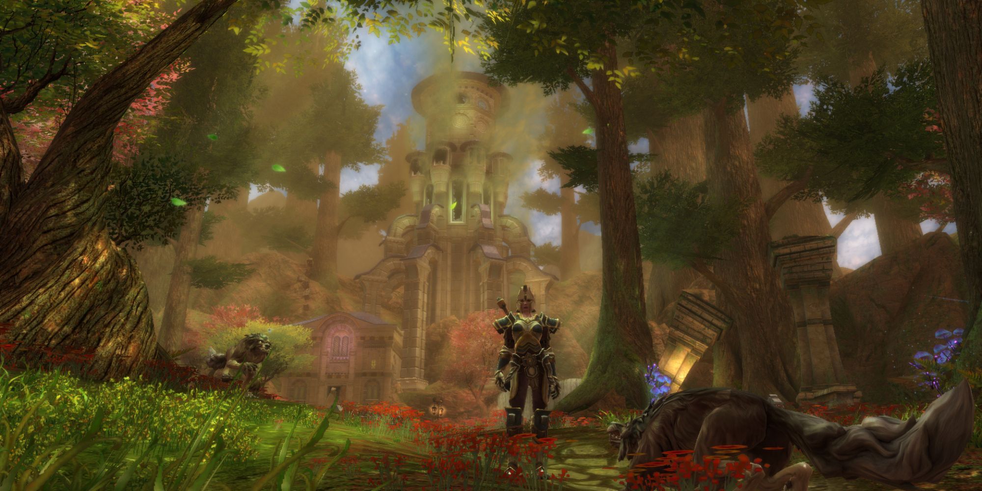 A player standing in a forest in Kingdoms of Amalur: Reckoning