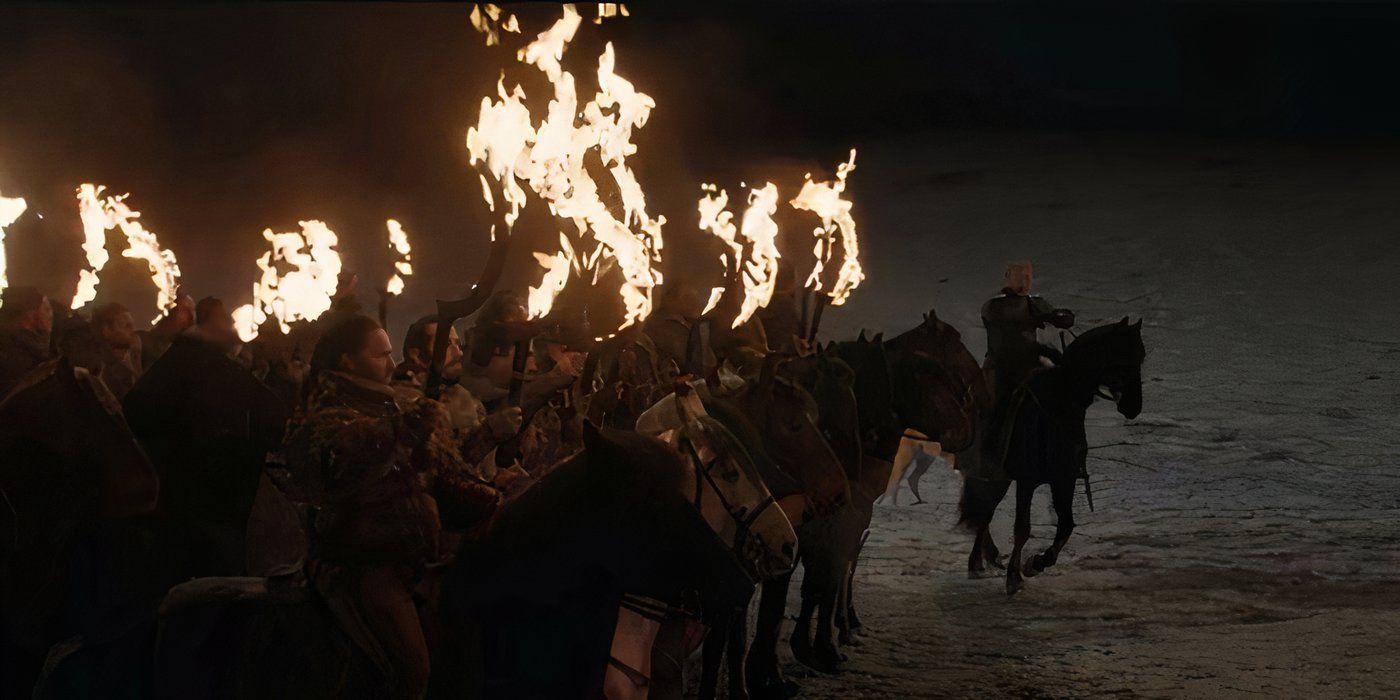 The Dothraki and their flaming swords as they prepare to fight in the Long Night