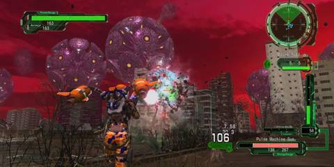 An Earth Defense Force 6 playing shooting an Android