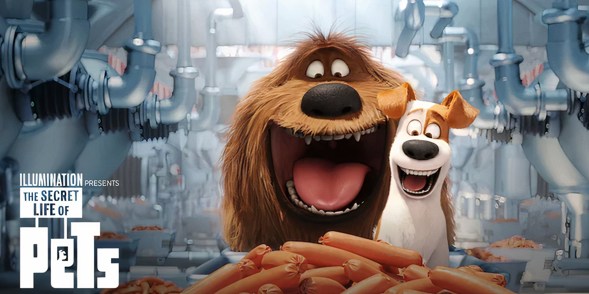 Cover image of the movie with Max and Duke eating hotdogs