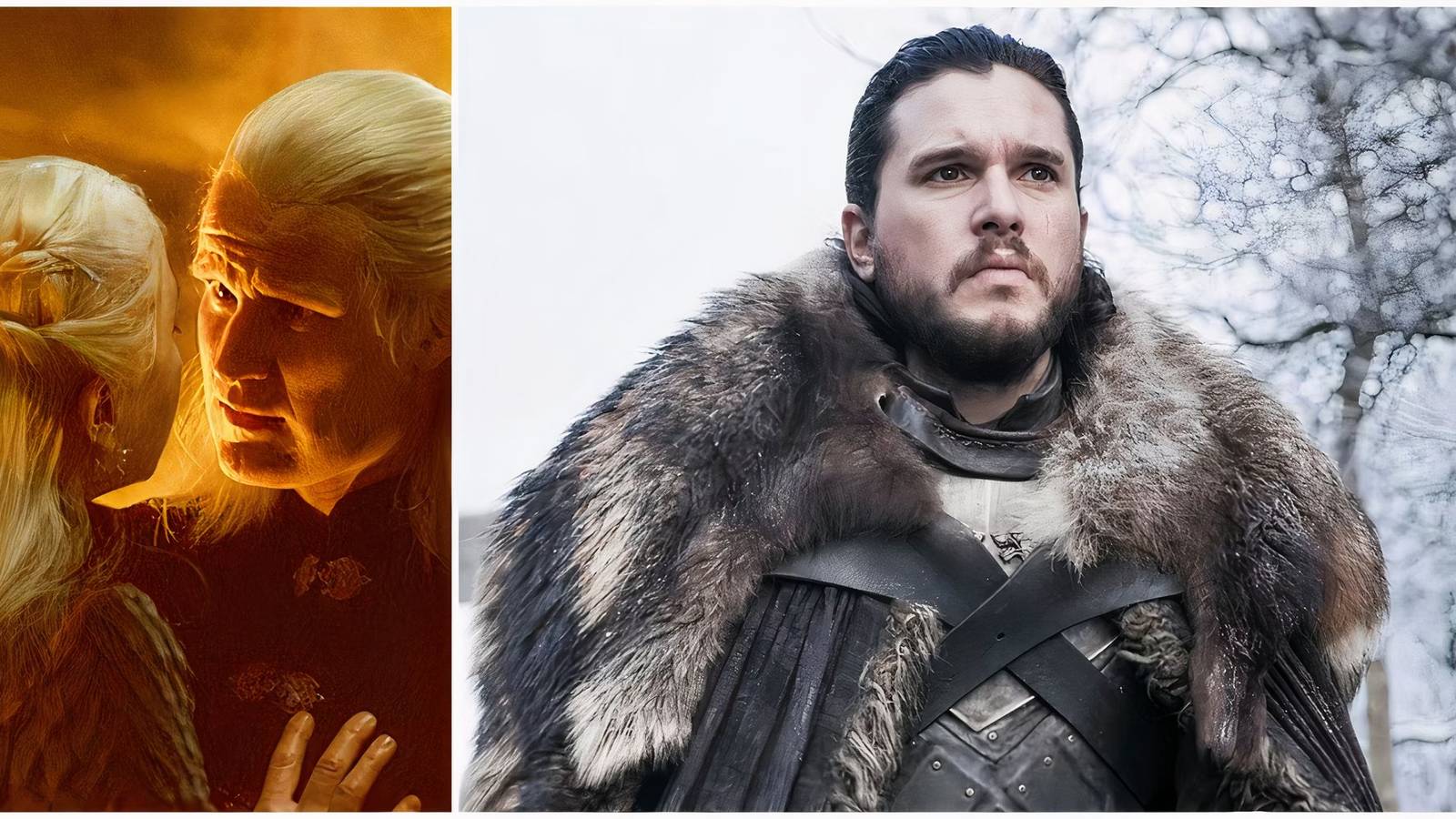 Rhaenyra and Daemon Targaryen in House of the Dragon and Jon Snow in Game of Thrones.