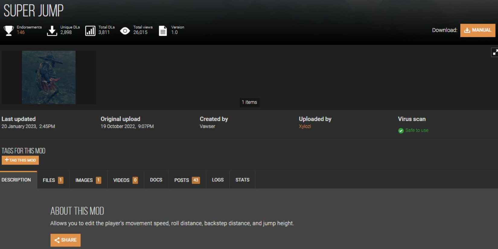 Super Jump Nexus Mod for Elden Ring