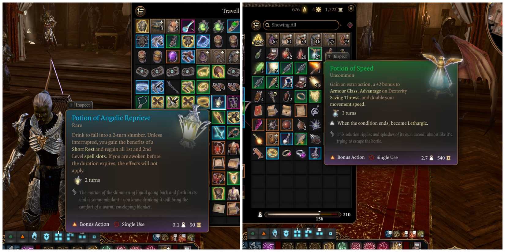 image of the Potion of Speed and Potion of Angelic Reprieve items in Baldur's Gate 3