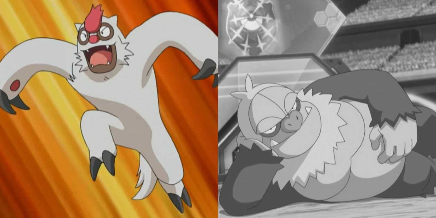 Vigoroth and Slaking in the Pokemon anime.