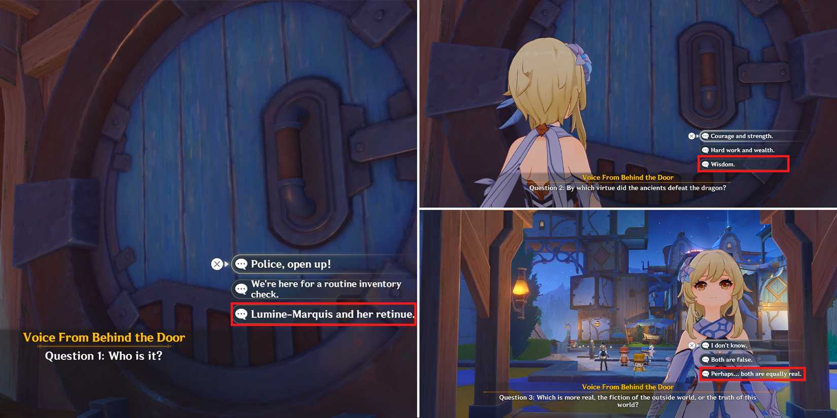 voice from behind the door answers in genshin impact