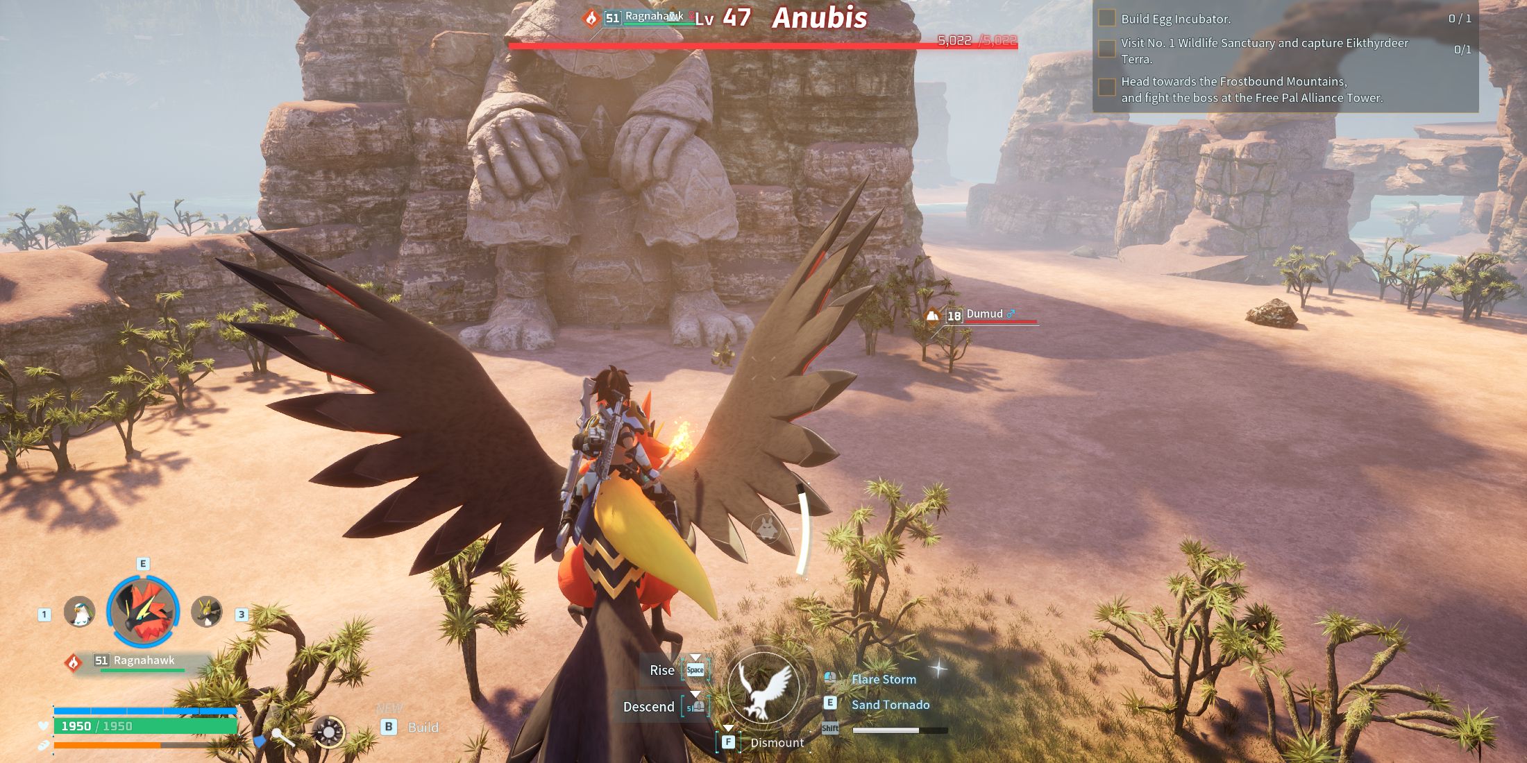 Screenshot showcasing where to find Alpha Anubis in Palworld 