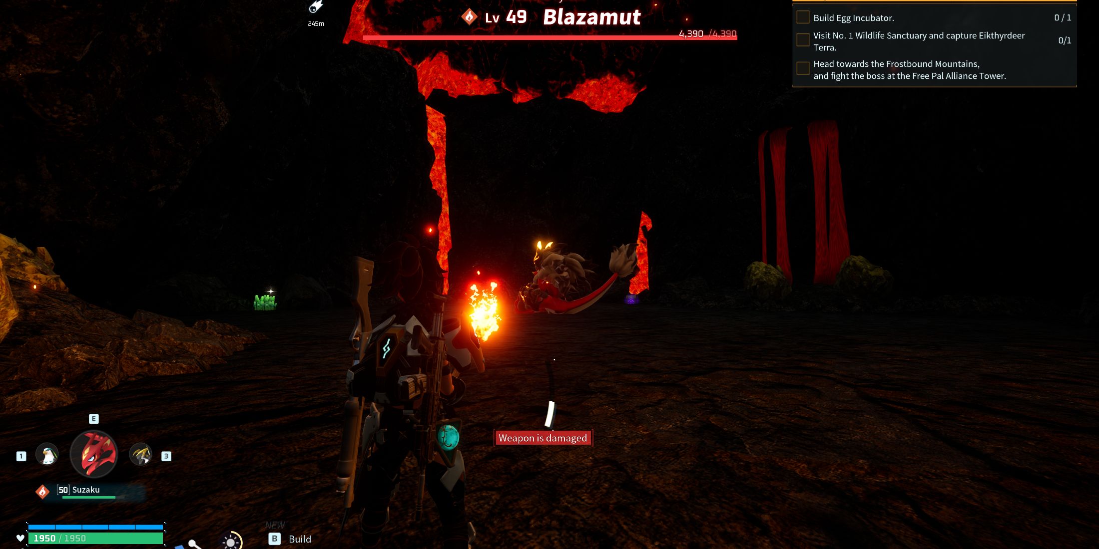 Screenshot showcasing where to find Alpha Blazamut in Palworld 