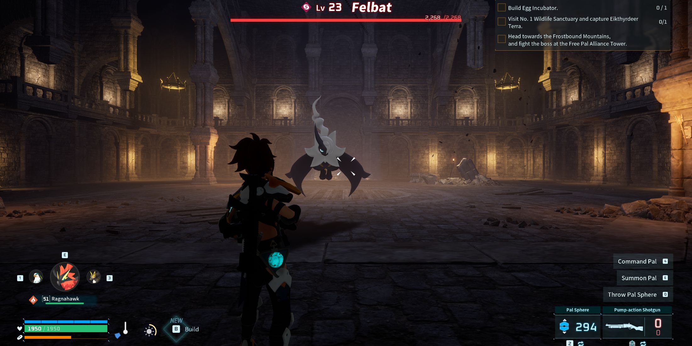 Screenshot showcasing where to find Alpha Felbat in Palworld 