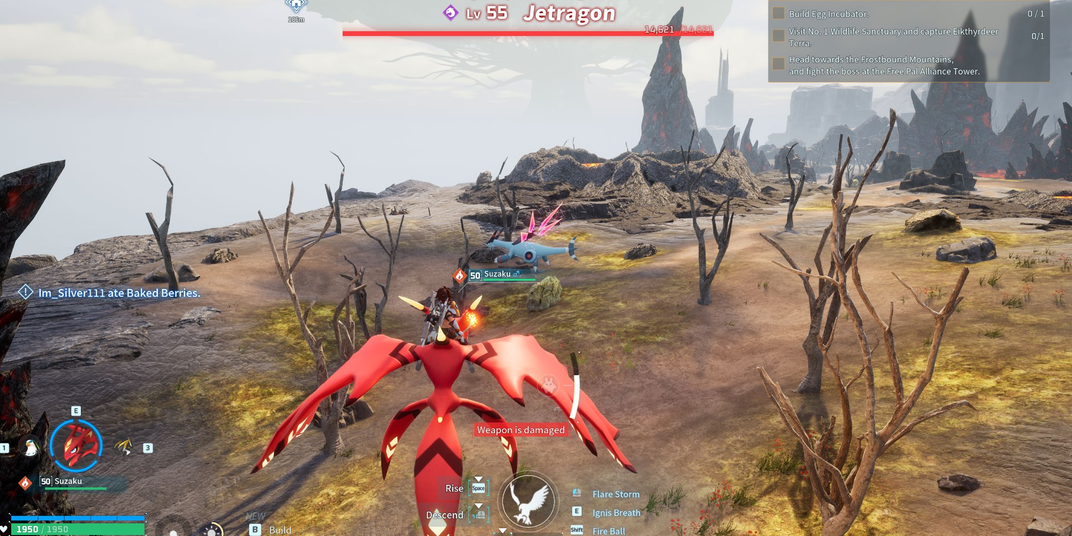 Screenshot showcasing where to find Alpha Jetragon in Palworld 