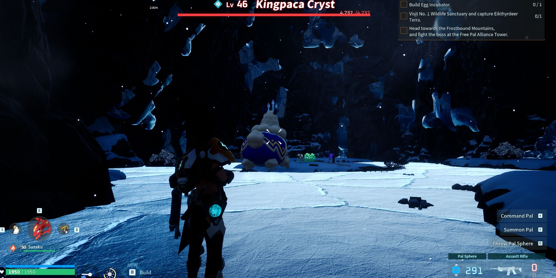 Screenshot showcasing where to find Alpha Kingpaca Cryst in Palworld 