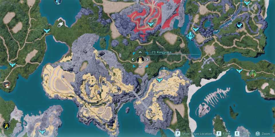 Screenshot showcasing where to find Alpha Kingpaca on the map in Palworld 