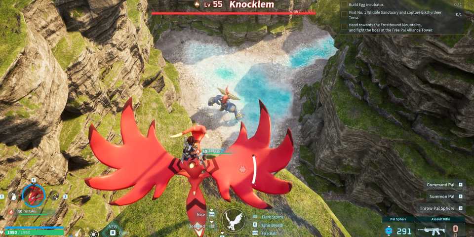 Screenshot showcasing where to find Alpha Knocklem in Palworld