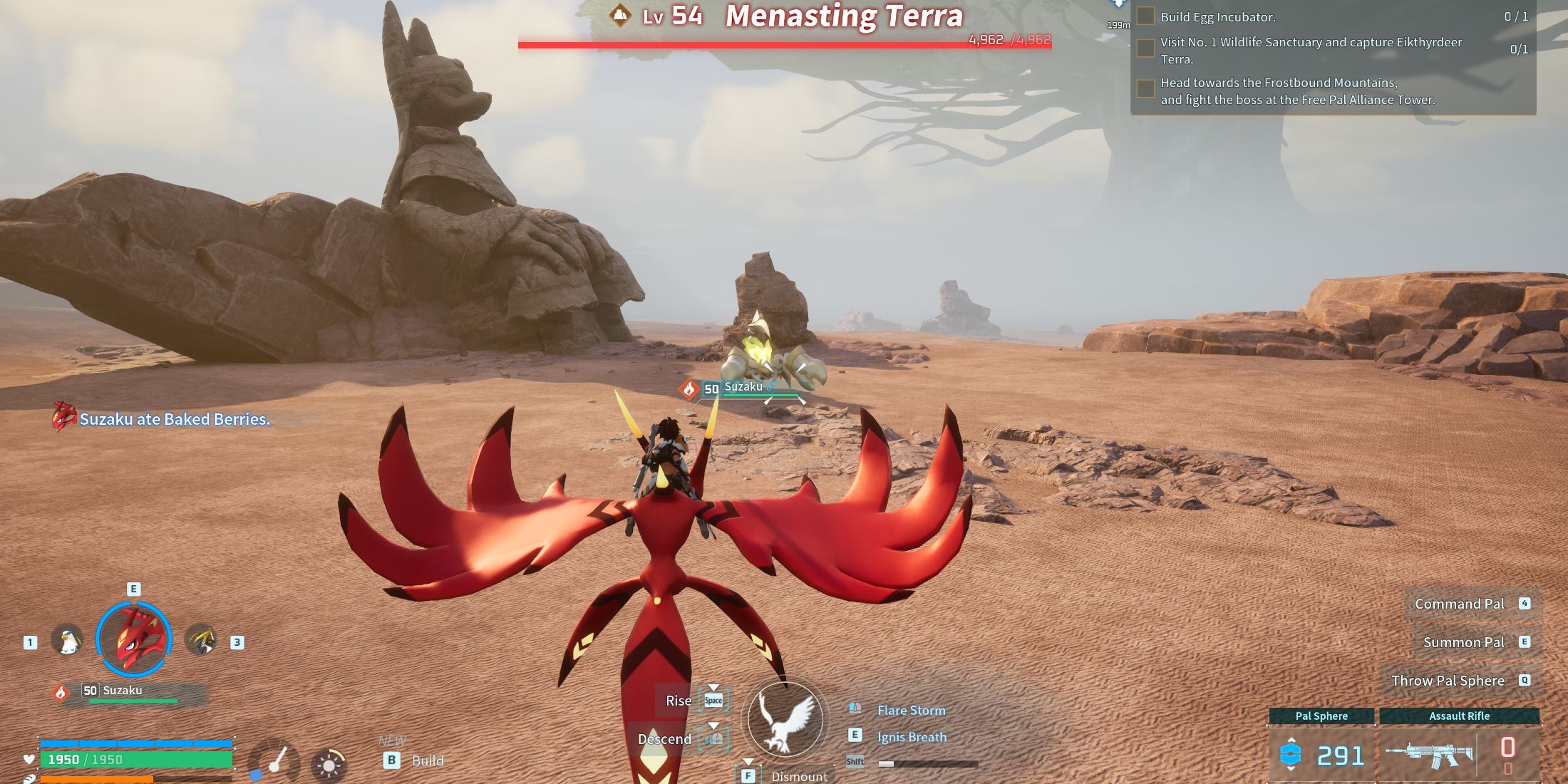 Screenshot showcasing where to find Alpha Menasting Terra in Palworld 