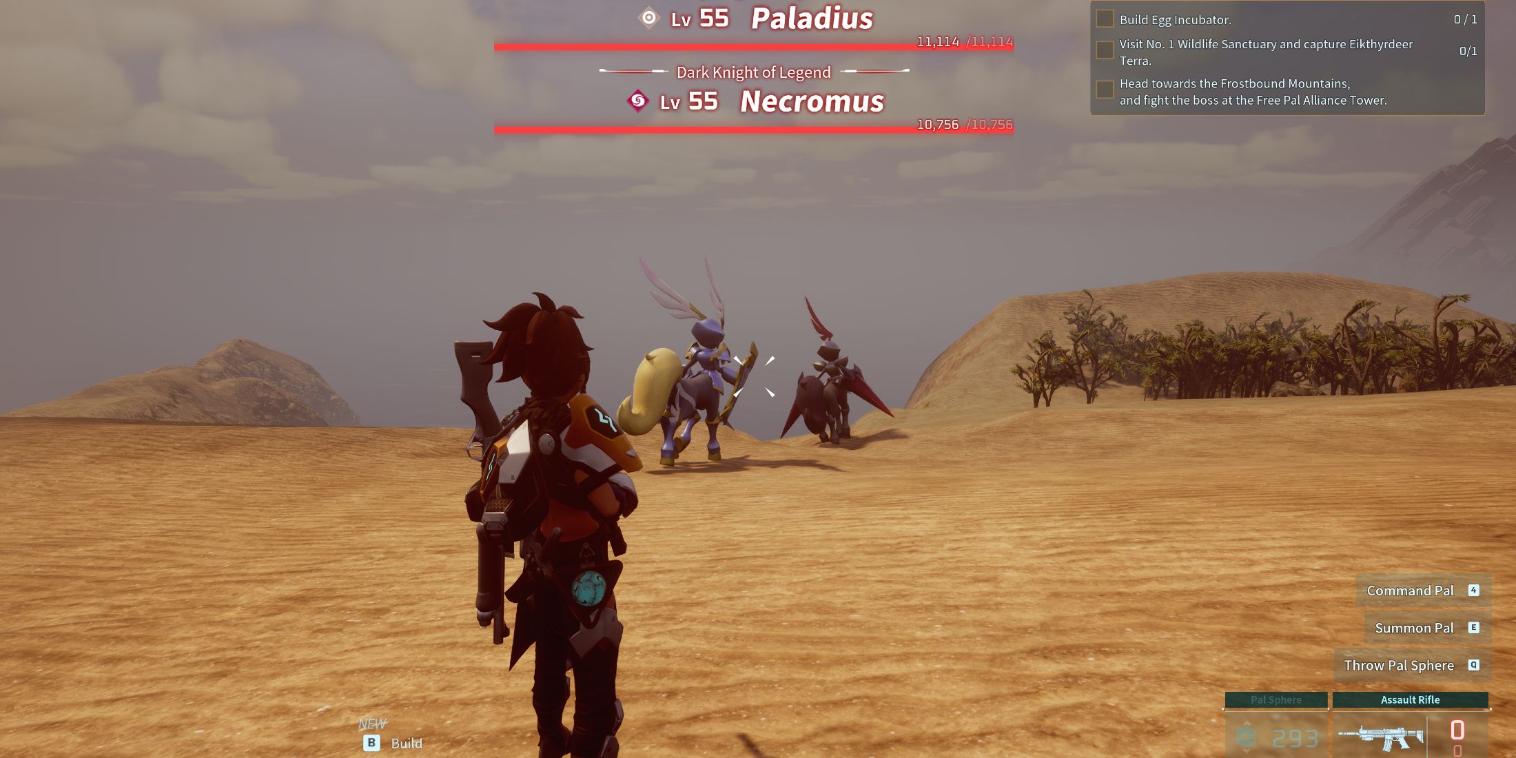 Screenshot showcasing where to find Alpha Paladius and Necromus in Palworld 