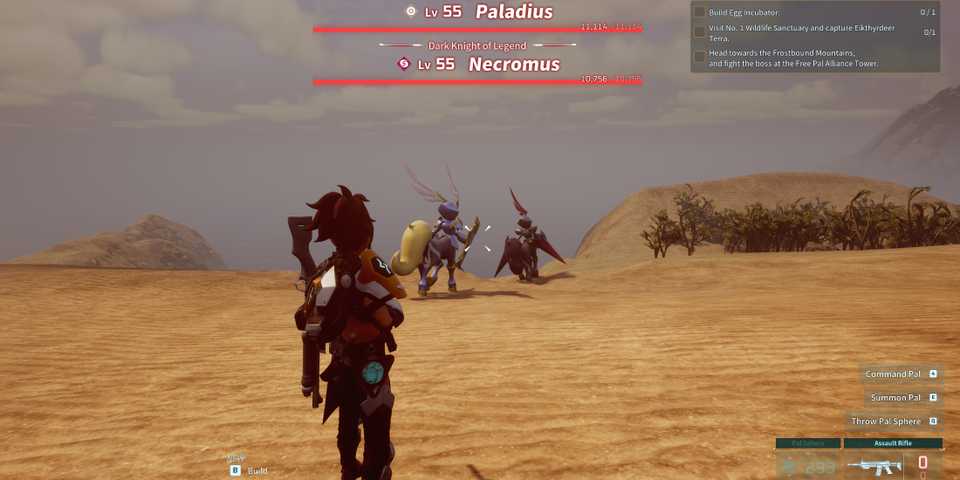Screenshot showcasing where to find Alpha Paladius and Necromus in Palworld
