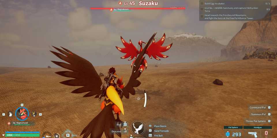 Screenshot showcasing where to find Alpha Suzaku in Palworld