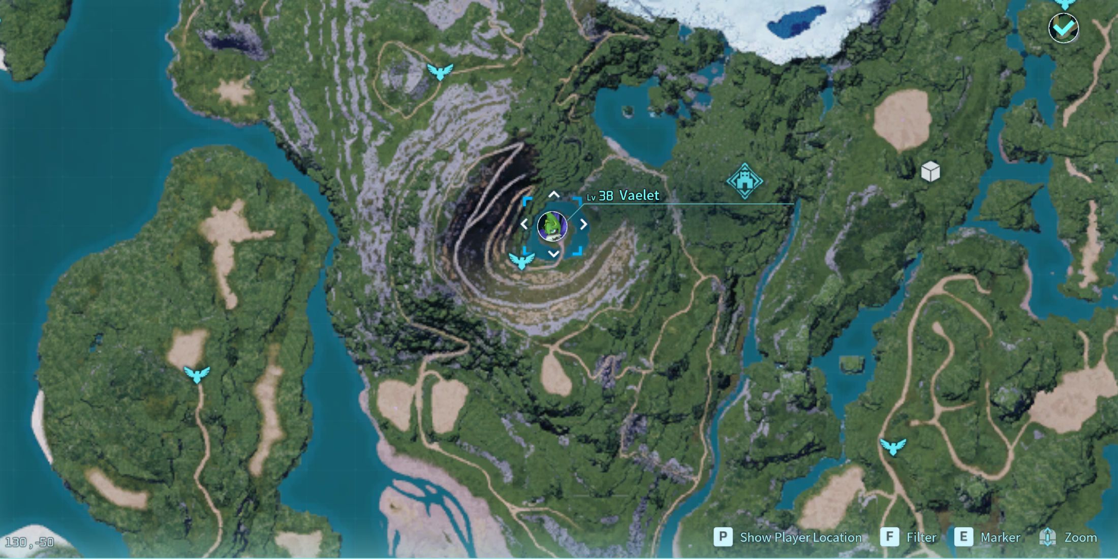 Screenshot showcasing where to find Alpha Vaelet on the map in Palworld 