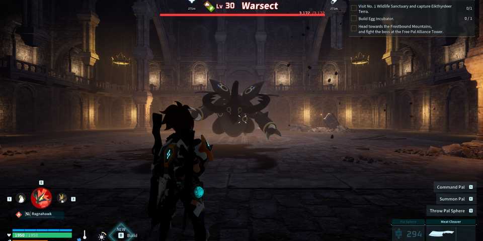 Screenshot showcasing where to find Alpha Warsect in Palworld 