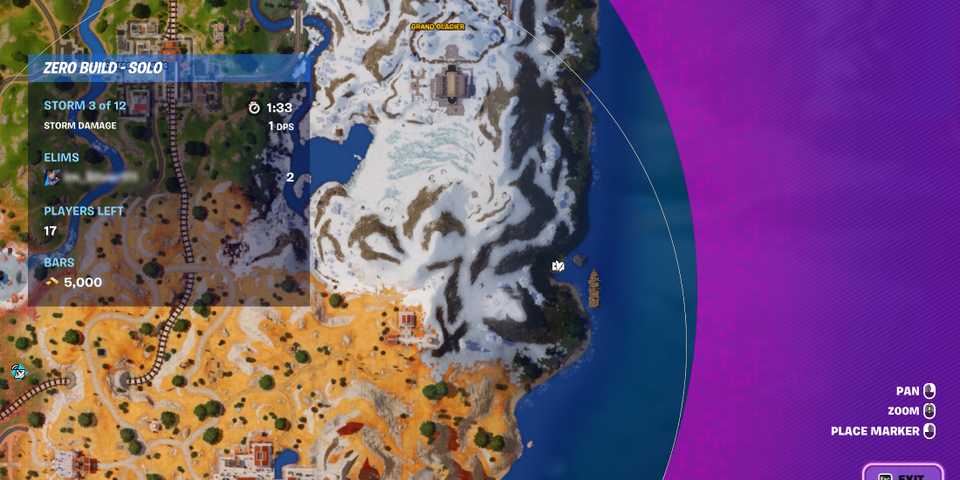 Screenshot showcasing where to find Jack Sparrow on the map in Fortnite 