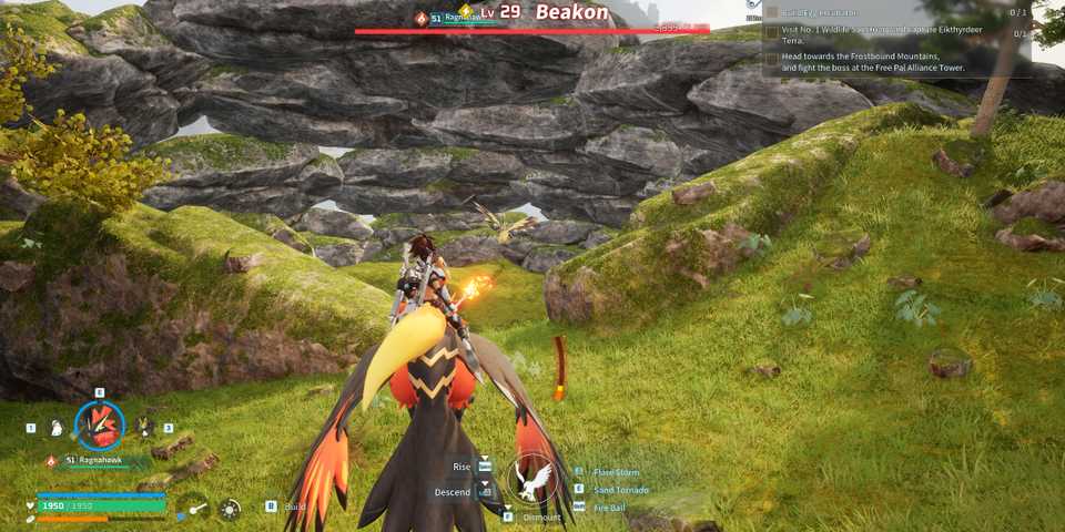 Screenshot showcasing where to find the Alpha Beakon in Palworld