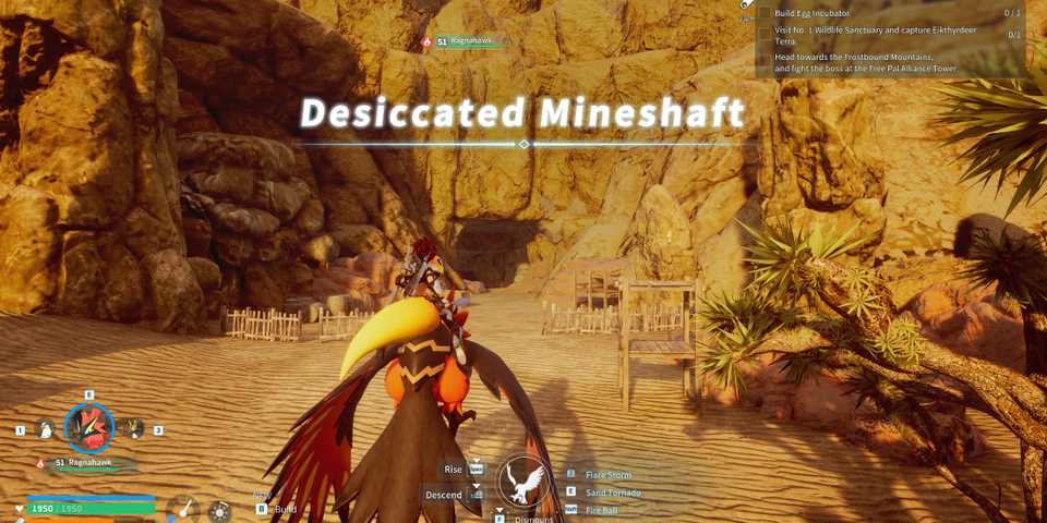 Screenshot showcasing where to find the Desiccated Mineshaft in Palworld