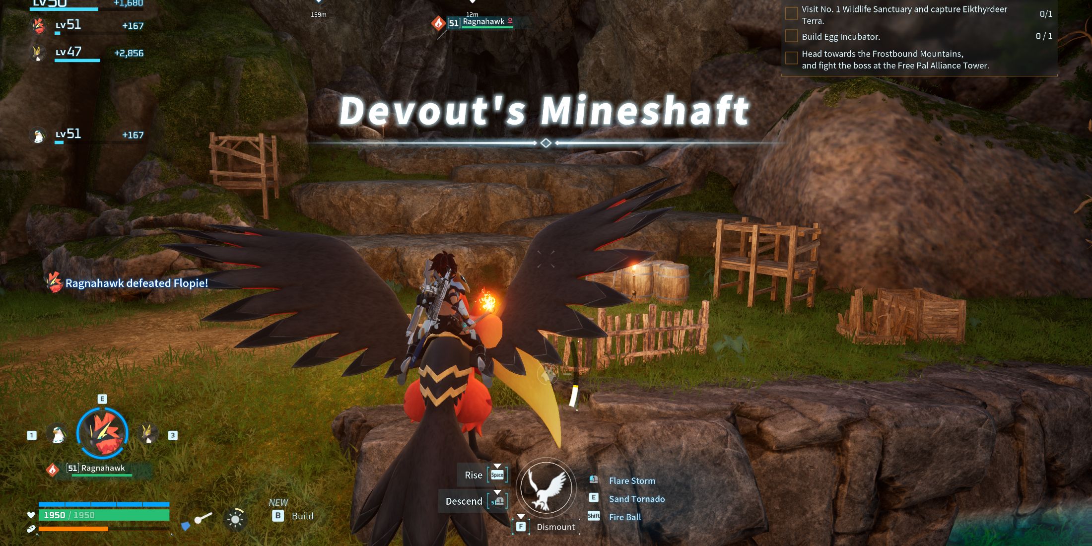 Screenshot showcasing where to find the Devout's Mineshaft in Palworld 