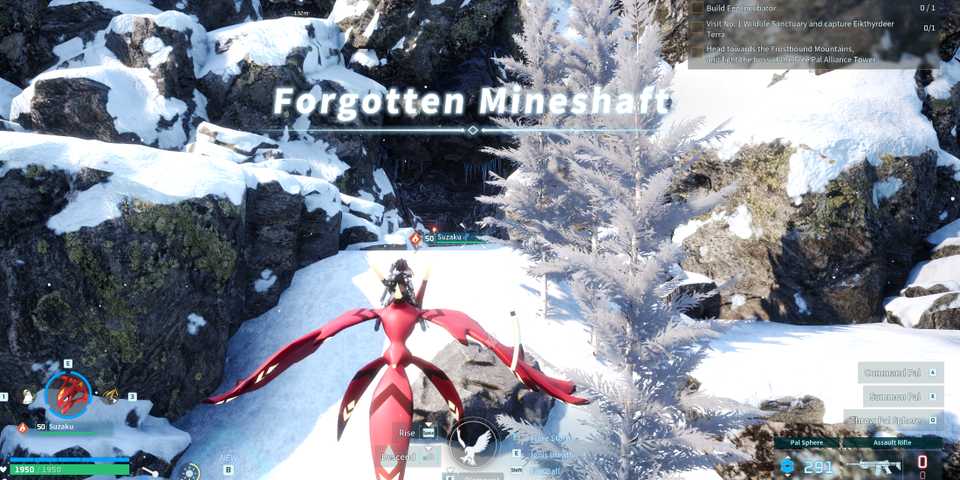 Screenshot showcasing where to find the Forgotten Mineshaft in Palworld