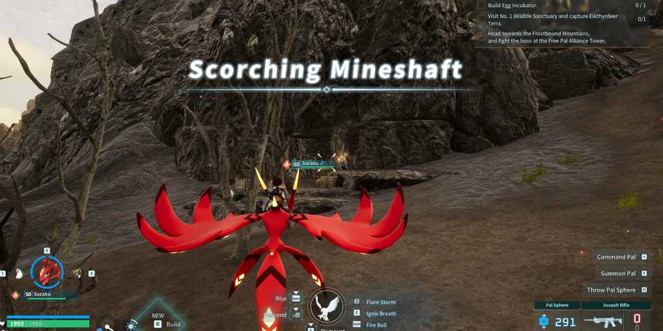 Screenshot showcasing where to find the Scorching Mineshaft in Palworld