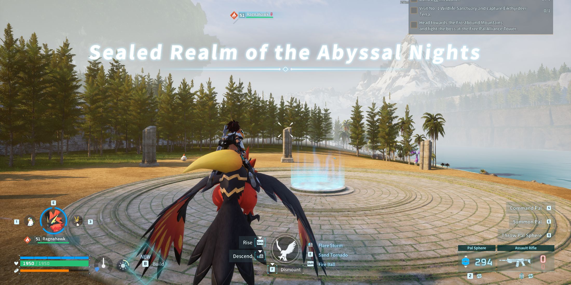 Screenshot showcasing where to find the Sealed Realm of the Abyssal Nights in Palworld 