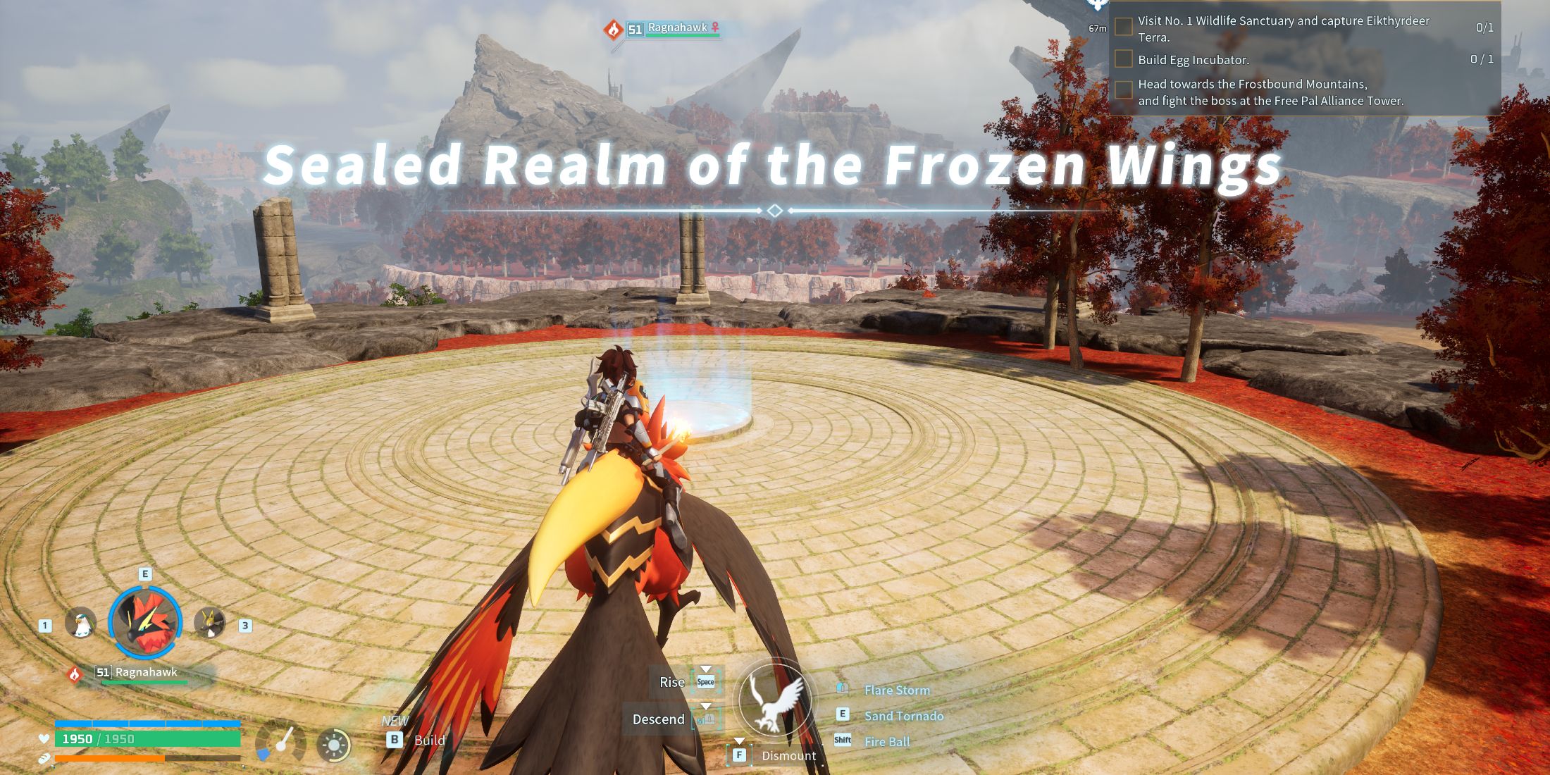 Screenshot showcasing where to find the Sealed Realm of the Frozen Wings in Palworld 