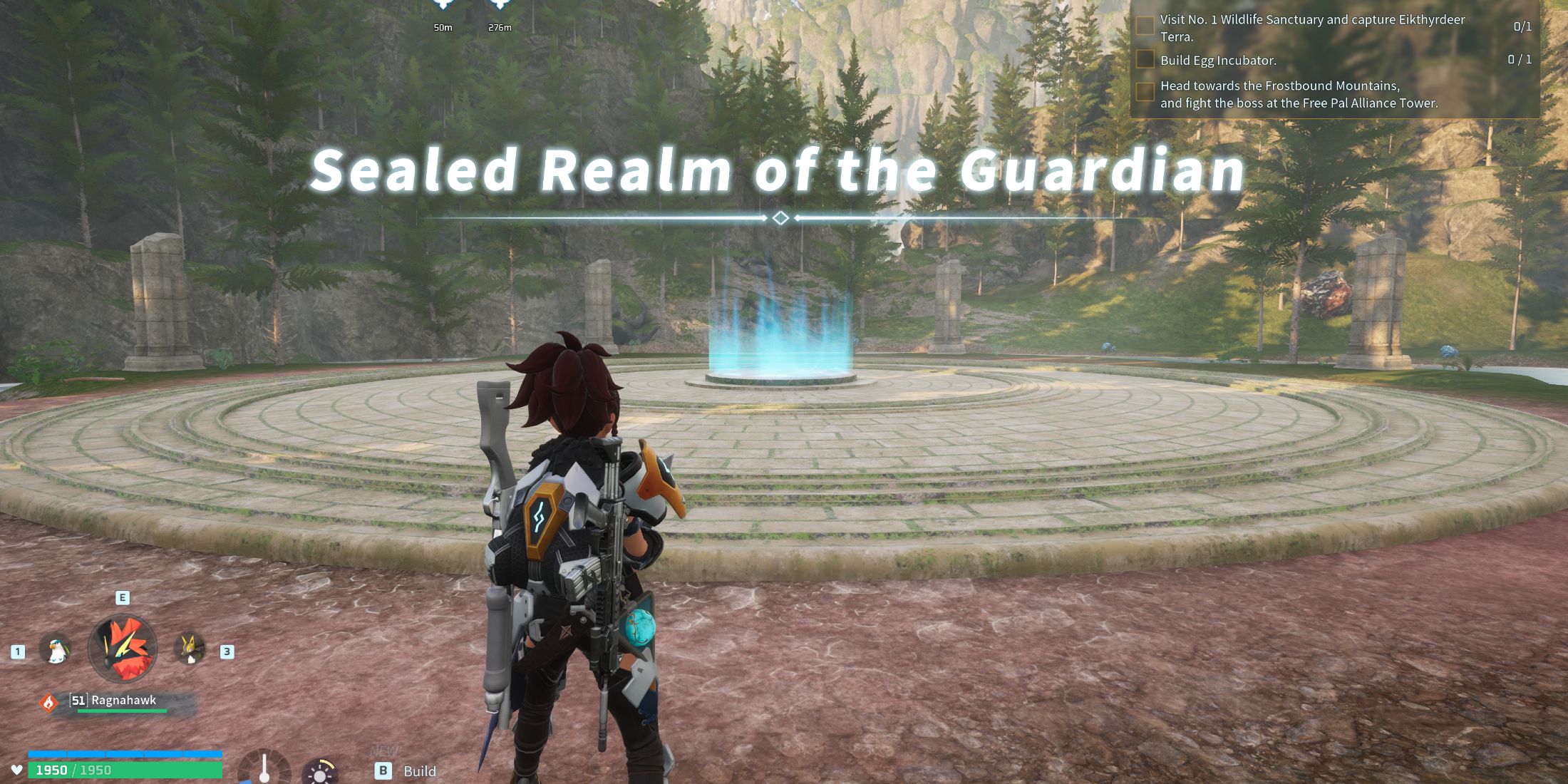 Screenshot showcasing where to find the Sealed Realm of the Guardian in Palworld 