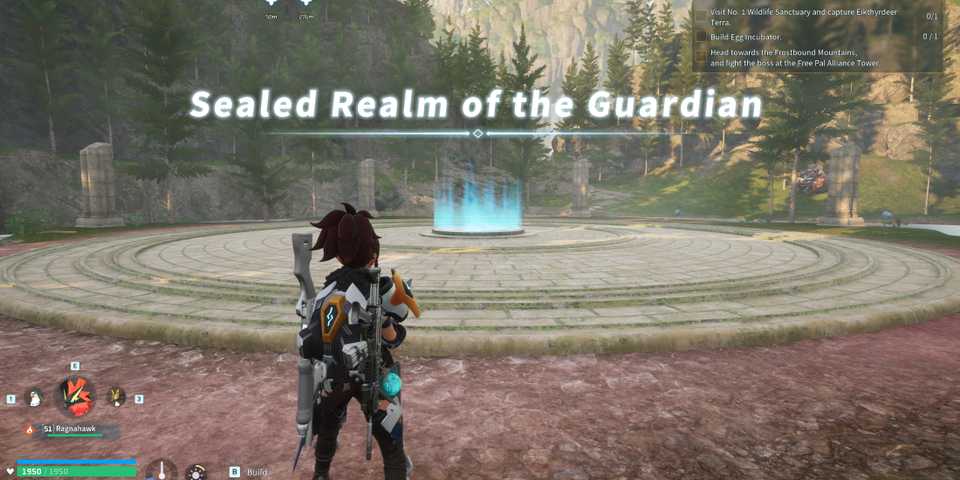 Screenshot showcasing where to find the Sealed Realm of the Guardian in Palworld