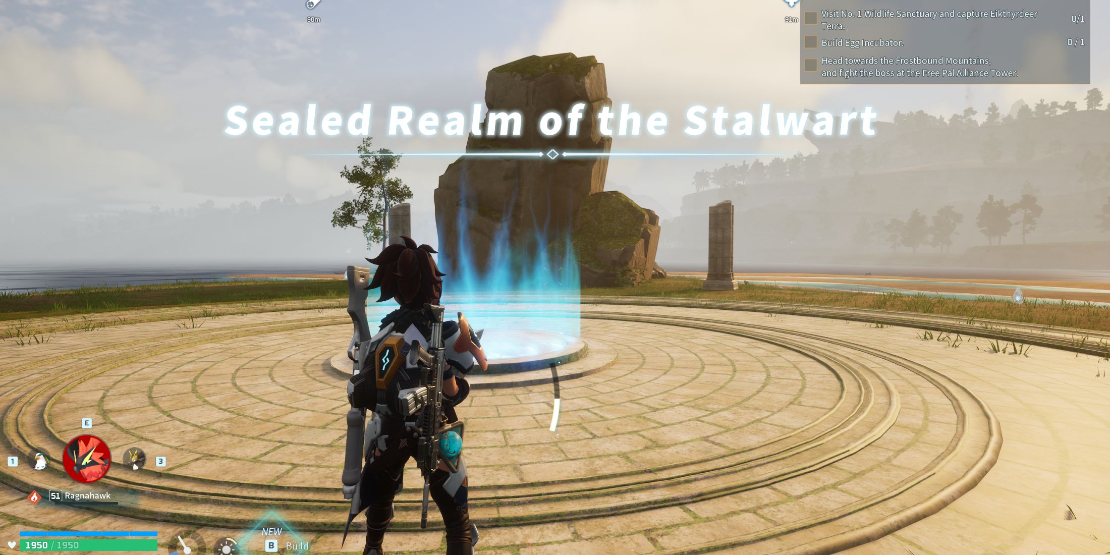 Screenshot showcasing where to find the Sealed Realm of the Stalwart in Palworld 