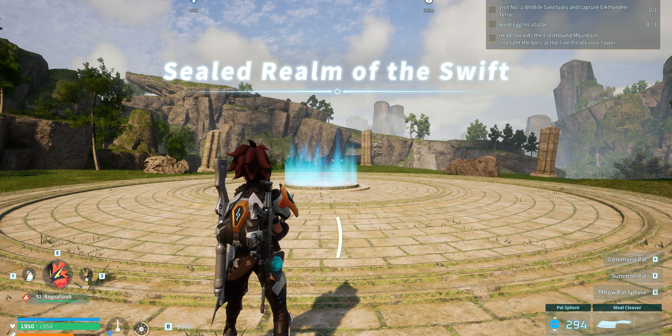 Screenshot showcasing where to find the Sealed Realm of the Swift in Palworld 