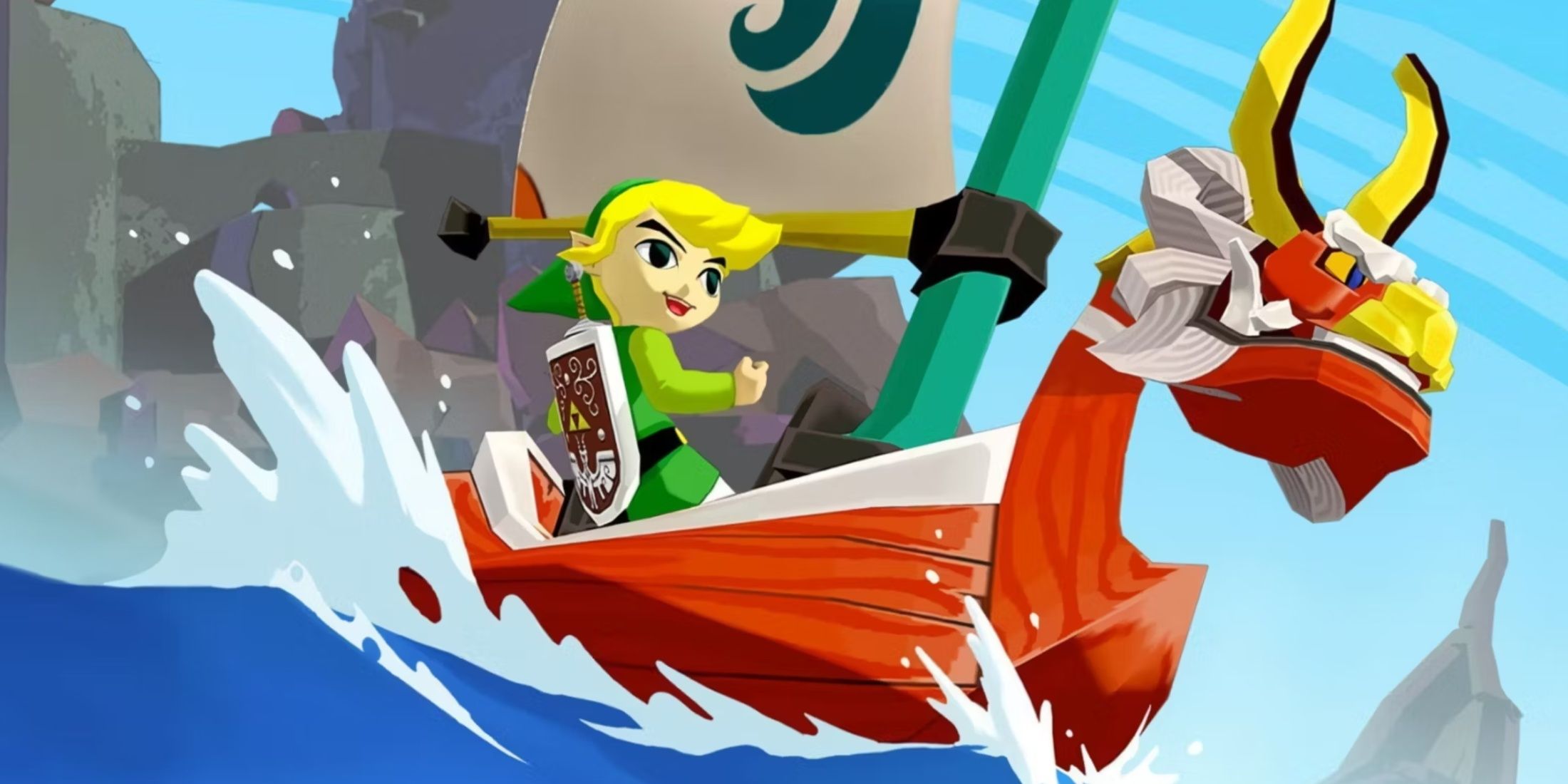 Link sailing the seas in The Legend Of Zelda: The Wind Waker