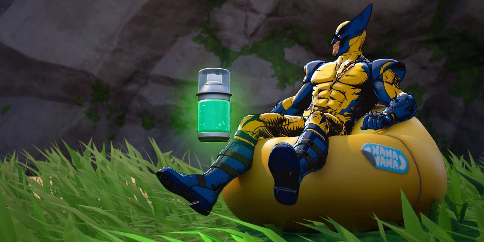 wolverine sitting on a bean bag