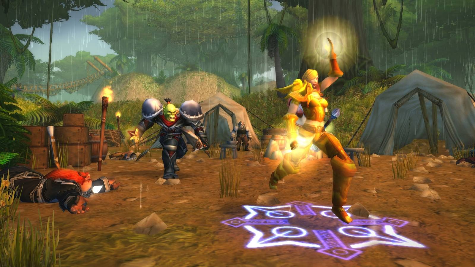 an orc ganking a paladin in stranglethorn vale from wow classic