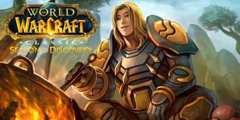 squire card from hearthstone with the wow sod logo