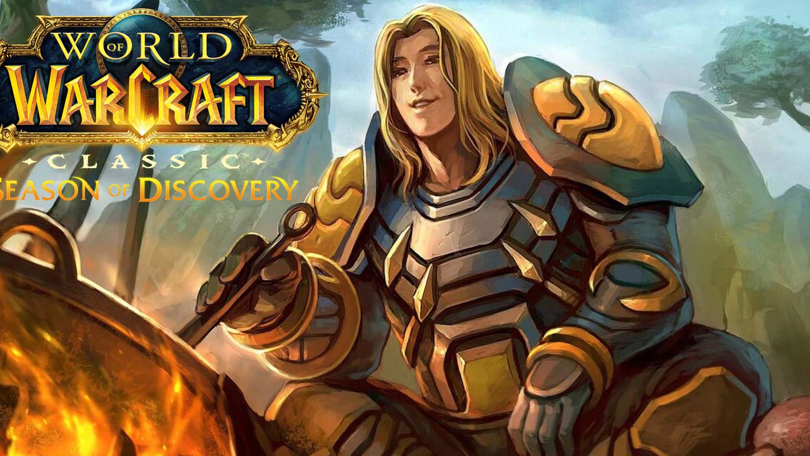 squire card from hearthstone with the wow sod logo